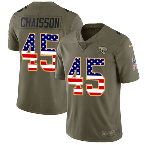 Men Nike Jacksonville Jaguars #45 KLavon Chaisson Olive USA Flag  Stitched NFL Limited 2017 Salute To Service Jersey